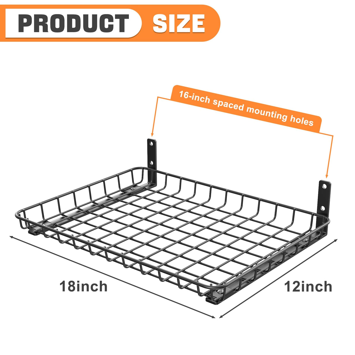 TORACK 2-Pack 12x18 inch Wall-Mounted Shelves, Garage Wall Shelf for Closet & Laundry Room, Heavy-Duty Floating Shelves Hold Up to 60 lbs(Black) TORACK