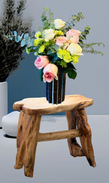 TJ Global Natural Edge Cedar Wood Tree Stump Indoor/Outdoor Stool, Garden Bench, Night Stand, End Table, Plant Stand - L20 x W11 x H17 TJ Global