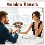 Hotop 5 Sets 5th Year Anniversary Wooden Rose Bouquet Artificial Wood Flower with Sticks Wedding Party Gift Label with Twine for Couple Gifts Women Home Centerpieces DIY Decoration Hotop