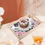 JISHSHAY Diamond Art Serving Tray Diamond Painting Food Tray Gem Art Serving Platter Gem Painting Mosaic Kits for Adults DIY Kits for Adults, with Wood Handle 20×30cm/7.87×11.81in, Cow Cattle JISHSHAY