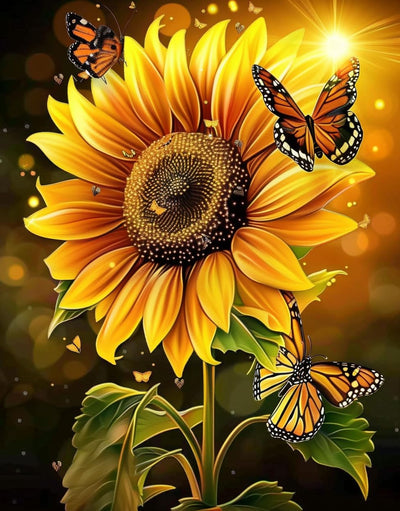 Naykow Diamond Painting Drills Sunflower Diamond Painting Sunflower Diamond Art Kits for Adults, DIY Gem Diamond Art Flower Diamond Art Cross Stitch Jewel Art Rhinestone Craft 12 x 16 inches