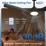 Depuley 52-Inch Ceiling Fan with Light: Black 3 Blade Outdoor Fans for Patios - Dimmable Indoor Fan with Remote APP Control Ultra Quiet DC Motor Reversible 6 Speed Timer Depuley