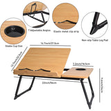 wishacc Book Stand for Reading in Bed, Bamboo Laptop Stand Adjustable Book Holder Tray with Page Paper Clips Multi Angles Adjustable Cooking Bookstands for Textbook Recipe Magazine Tablet Portable wishacc