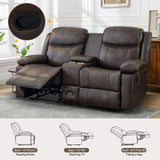 B BAIJIAWEI Loveseat Recliner, Reclining Sofa with Console, Double Reclining Couch, 2 Seater Manual Massage Couch for Living Room, Office, Home Theater(PU-Brown) B BAIJIAWEI