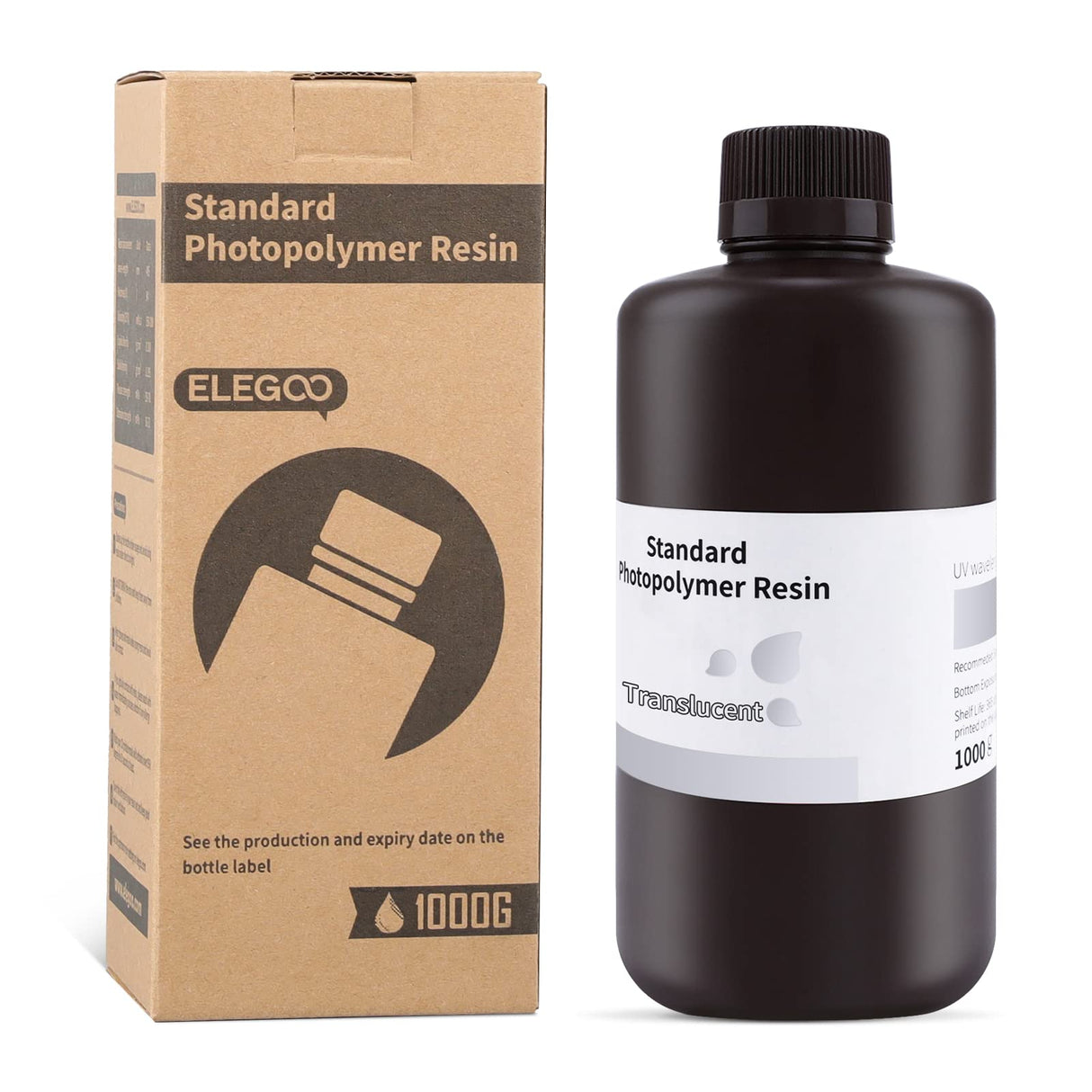 ELEGOO 3D Printer Resin, 405nm Fast UV Curing Standard Photopolymer Resin, High Precision, Non Toxic 3D Resin for Saturn 4/Saturn 3/Mars 5/Mars 4, LCD/MSLA/DLP 3D Printing, Translucent 1000G Deeplee