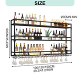 39.1in Wall Mounted Wine Rack, Wine Rack Wall Mounted With Wine Glass Rack, Metal Bar Bottle Display Shelf Wine Cups Hanging Holder, For Home Bar Cafe Dining Room Decoration (BLACK, 39.1*10*35.5IN) amhricho