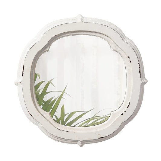 Sintosin Rustic Wooden Round Bathroom Mirror 9.1 inch, Hanging Distressed White Vintage Small Wall Mirror Decor, Farmhouse Decorative Porthole Mirrors for Hallway Bedroom Entryway Vanity - WoodArtSupply