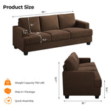 COPIAE 89 Inch Sofa with Extra Deep Seats Oversize, Corduroy Fabric 3 Seater Sofa for Living Room, Modern Couch and Sofa, Comfy Armrests and Seats and Backrests, Easy Installation, Brown COPIAE
