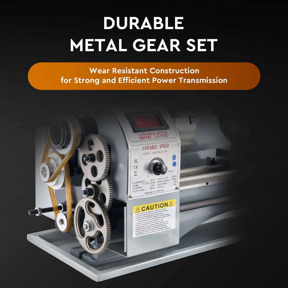 CREWORKS Mini Metal Lathe 9" x 30" Benchtop Metal Lathe with 3 Jaw Chuck and 3000rpm Max. Spindle Speed, 1100W Metalworking Machine with LCD Display, Metal Lathe Machine for Threading Turning Drilling CREWORKS