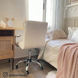 Yaheetech White Desk Chairs with Wheels/Armrests Modern PU Leather Office Chair Midback Adjustable Home Computer Executive Chair 360° Swivel Yaheetech