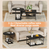WOHOMO Coffee Table, Black Modern Coffee Tables for Living Room 2 in 1Detachable Small Center Table Set with Storage, Black Marble WOHOMO