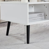 SANODESK 39" Wood Lift Top Coffee Table with Hidden Compartment and Storage Shelf for Living Room, Reception Room, White SANODESK