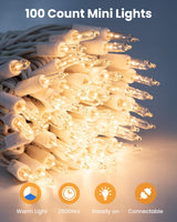 Minetom Clear Christmas Lights Set 100 Count 25 Feet Incandescent Bulb Mini String Lights for Indoor Christmas Tree Garland Birthday Wedding Party Festival Decoration, White Wire Minetom