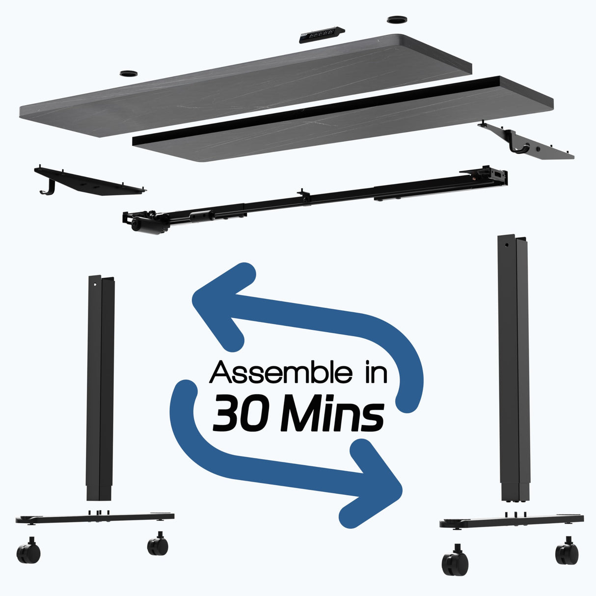 Monomi Height Adjustable Electric Standing Desk, 55 x 24 Inches Stand up Desk, Sit Stand Home Office Computer Desk(Black Frame+Marble Black Top) Monomi