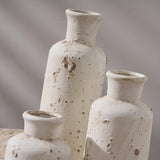 SIDUCAL Ceramic Rustic Farmhouse Vase Set of 3, Whitewashed Terracotta Vase, Pottery Vase,Clay Decorative Vases for Home Decor, Living Room, Shelf, Mantel Decoration(Rustic White) SIDUCAL