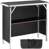 VEVOR Folding Portable Bar Table, Tradeshow Podium Table for Indoor, Outdoor, Party, Picnic, Exhibition, Includes Carrying Case, Storage Shelf and Black Skirt, 38.39" x 15.16" x 34.25" VEVOR