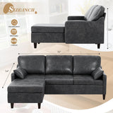 ACMEASE 76" Sectional Sofa Couch with Reversible Chaise, Suede Leather L Shaped Sofa w/USB Charger Ports & Storage Bag, Convertible Modern Couch w/Storage Space for Living Room, Small Space, Grey ACMEASE