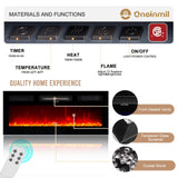 oneinmil Fireplace TV Stand with 36" Electric Fireplace,LED Light Entertainment Center,2 Tier TV Console Stand for TVs Up to 80",Fireplace for The Living Room TV Stand,White oneinmil