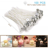 DINGPAI 100pcs Cotton Candle Wicks, 6 inches Low Smoke Pre-Waxed Wicks for Candle Making, DIY DINGPAI