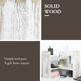 MyGift Adjustable Whitewashed Solid Wood Desktop Storage Organizer Display Shelf Book Rack, Office Desk Bookshelf MyGift