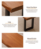 FKCSV Modern Rustic Solid Wood Bench with Black Metal Legs, Industrial Farmhouse Style, Natural Wood Finish FKCSV