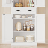 IRONCK Kitchen Pantry Storage Cabinet 72.6" H x 24" W, with Barn Doors, Drawer, 4 Adjustable Shelves, Freestanding Cupboard for Dining Room Living Room, Laundry, White IRONCK