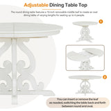 Merax Round Solid Wood Dining Table Set for 4, Farmhouse Kitchen Table Set with 4 Upholstered Chairs, 5-Piece Table and Chairs Set for Kitchen, Dining Room, Living Room, Antique White Merax