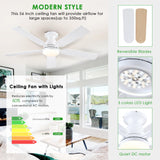 Ceiling Fans with Lights- 52" Low Profile Indoor Ceiling Fan with Light and Remote/APP Control, Flush Mount, LED Dimmable DC Reversible Modern Ceiling Fan for Bedroom（White） Mpayel