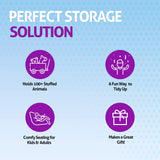 Butterfly Craze Bean Bag Chair Cover, Functional Toddler Toy Organizer, Fill with Stuffed Animals to Create a Jumbo, Comfy Floor Lounger for Boys or Girls, Stuffing Not Included, Grey Stripe Butterfly Craze