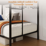 YIORTWO Metal Bunk Bed Twin Over Twin, Modern Style Bunk Bed with Curved Edges Safe Guardrail for Small Space, Loft Bed for Adults Kids Teens, Noise Free, No Box Spring Needed, Black YIORTWO