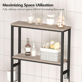 HOOBRO Over-The-Toilet Storage, 2-Tier Bathroom Organizer Over Toilet, Bathroom Shelves with Toilet Paper Holder and Hooks, Freestanding Storage Shelf, Space Saver, Greige and Black BG49TS01 HOOBRO