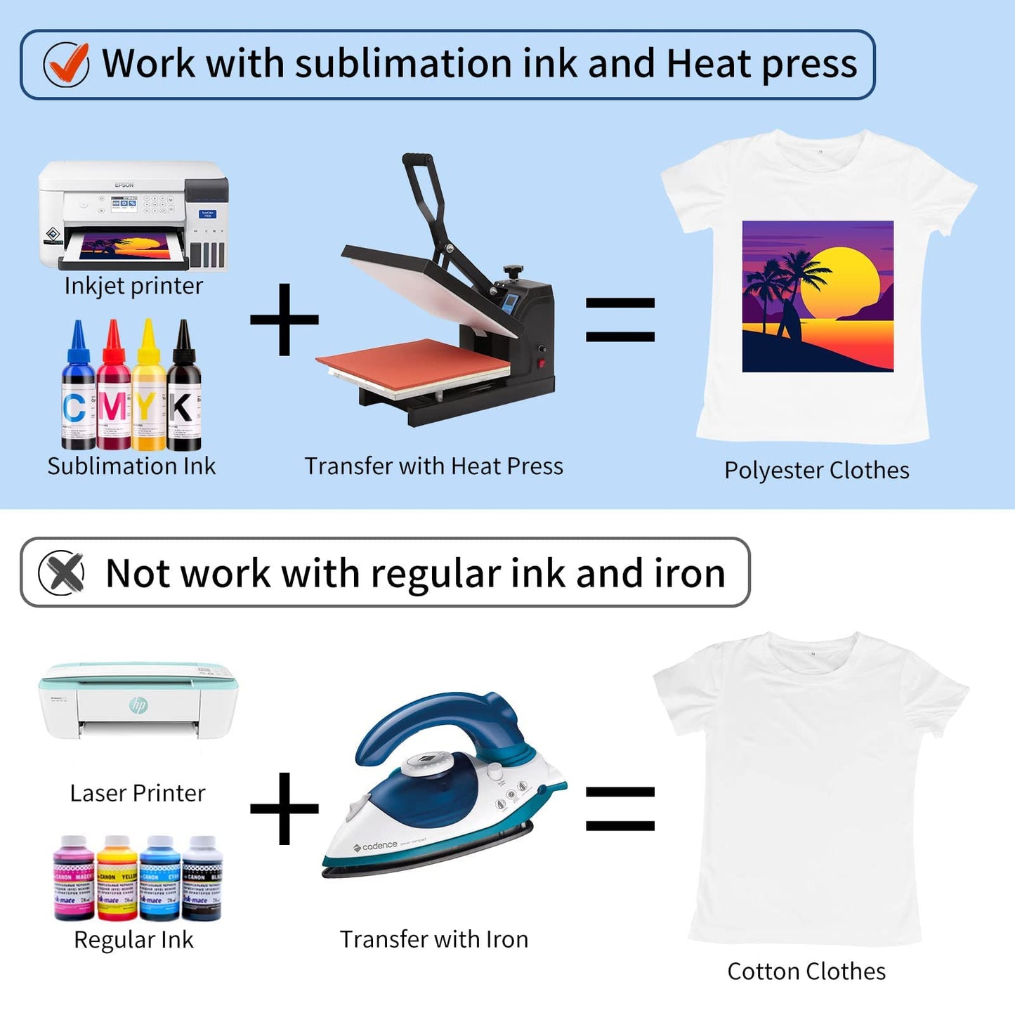 HTVRONT Sublimation Paper 8.5 x 11 Inch - 120 Sheets Easy to Transfer Sublimation Paper for T-shirts, Tumblers, Mugs (A4)