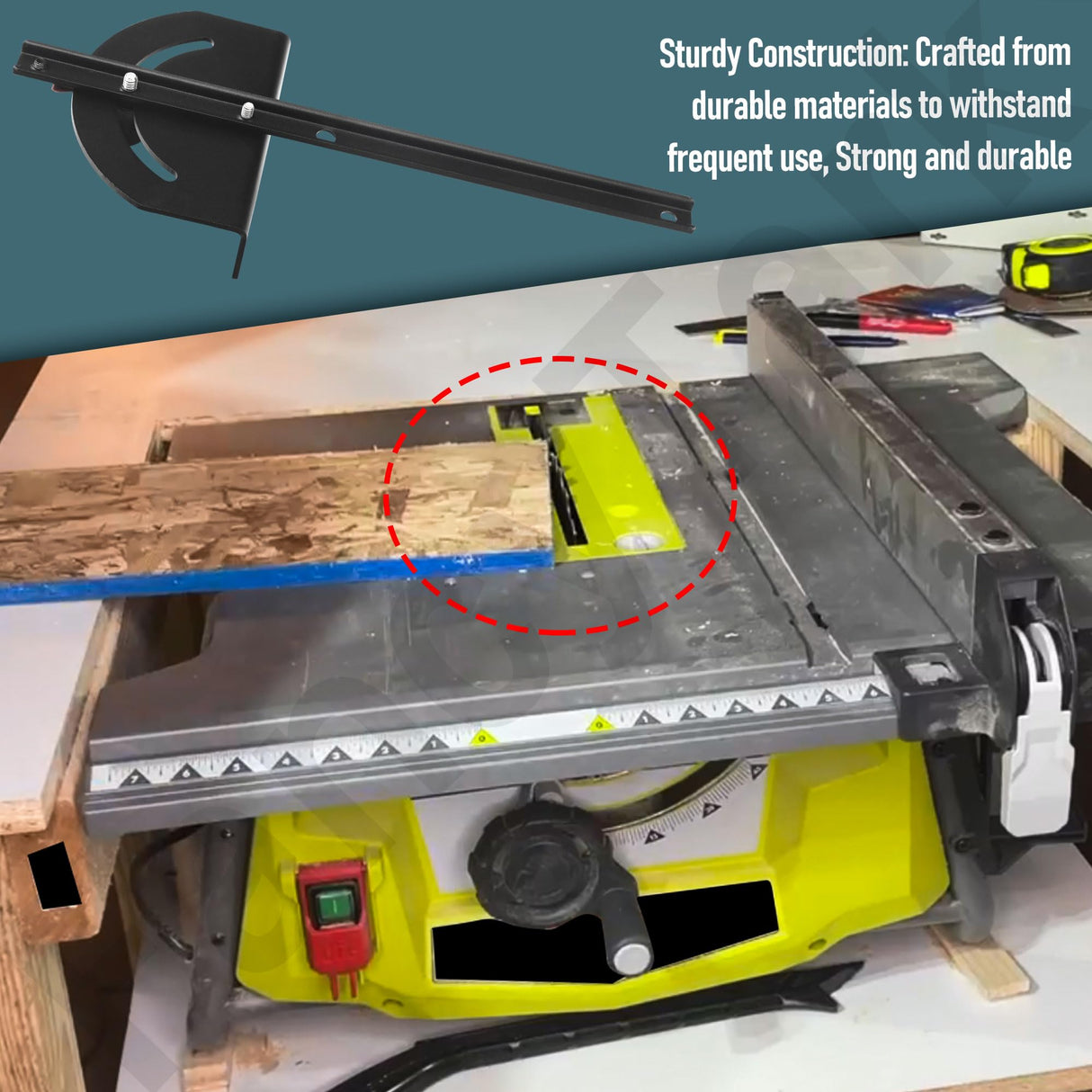 089240035706 Miter Gauge Compatible with Ryobi RTS23, RTS12 15 Amp 10” Compact Table Saw FancyTark