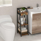 keomaisyto 3-Tier Narrow Bathroom Shelves with Drawer, Bathroom Organizers and Storage, Open Floor Ladder Shelf, Freestanding Tower Slim Standing Unit for Small Spaces - Rustic Brown keomaisyto
