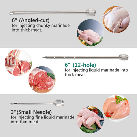 Ofargo Meat Injector, Meat Injectors for Smoking, 3 Marinade Injector Syringe Needles; Injector Marinades for Meats, Turkey, Beef; 2-Oz, User Manual Included Ofargo