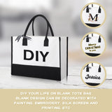 Reginary 12 Pack Canvas Tote Bags Initial Classic Present Bag Personalized Canvas Beach Bag for Wedding, Birthday, Beach(Black and White) Reginary