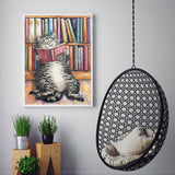 Acudotr Diamond Painting Kits for Adults, 5D DIY Diamond Art Kits for Beginners, Full Drill Diamond Painting Kits for Home Wall Decor, Reading Cat, 12x16 Inch Acudotr