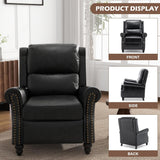 UIXE Pushback Recliner Chair, PU Leather Armchair Push Back Accent Chair for Living Room, Rivet Trim Club Chair Home Theater Overstuffed Single Sofa Bedroom Reading Seat - Black UIXE