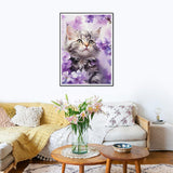 SJUTOUCI Diamond Painting Kits for Adults, Cat in Flower Diamond Art Kits for Beginners, 5D DIY Diamond Bead Dot Art, Full Drill Round Gem Craft Home Decor 12x16 inch SJUTOUCI