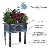 ZIWQPIHT 4 Pcs Plastic Raised Garden Beds with Legs，16 Gallon Outdoor Elevated Garden Planter Box，Perfect for Flowers, Vegetables, and Herbs ZIWQPIHT