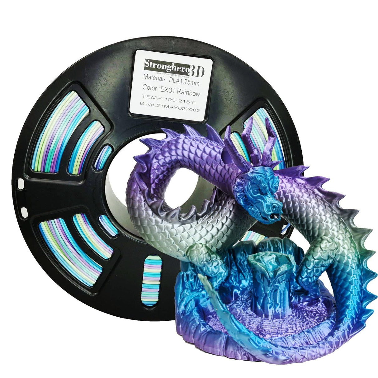 Stronghero3D Rainbow Filament,Multi Color,PLA ABS PETG,Net Weight 1kg(2.2lbs) Accuracy +/-0.05mm for ender3 Cr10 Stronghero3D