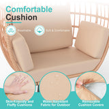 ZENPETIO Oversized Egg Chair, Indoor Outdoor Lounger with 4 UV Resistant Cushions, Storage Bag, All-Weather Wicker Egg Lounger Chair for Patio, Backyard, Living Room, 370lbs Capacity - Brown ZENPETIO