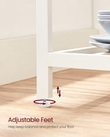 VASAGLE Kitchen Island with 3 Shelves, 47.2 Inches Width Kitchen Shelf with Large Worktop, Stable Steel Structure, Industrial, Easy to Assemble, Oak Color and White UKKI001W09 VASAGLE