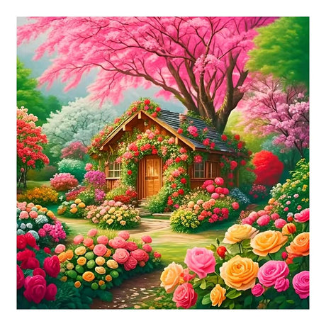 hill froeistung Landscape Scenery Diamond Art Painting Kits for Adults: Country Diamond Art Painting Cottage DIY 5d Flowers Diamond Art Kit Full Drill for Wall Decor 12 x 12 Inch hill froeistung