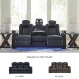 Signature Design by Ashley Fyne-Dyme Contemporary Power Reclining Sofa with USB Charging Ports and Adjustable Headrest, Blue Signature Design by Ashley