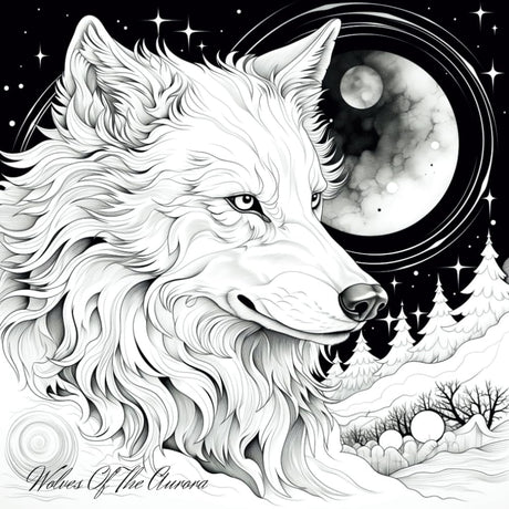 Wolves Of The Aurora: A Fantasy Coloring Book About Wolves Majosta