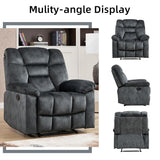 CANMOV Manual Recliner Single Sofa, Wall-Hugger Reclining Couch, Upholstered Sofa Chair with Armrests, Fabric Reclining Couch with Soft Cushion for Living Room, Grey CANMOV