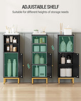 Hzuaneri Bathroom Storage Cabinet, Corner Floor Cabinet with Shelves, Customized Door Opening Direction, Bathroom Organizer with Adjustable Shelf for Kitchen, Living, Toilet Paper Cabinet, Black Hzuaneri