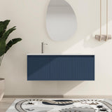 Malwee 48 Inch Floating Bathroom Vanity with Sink, 48'' Single Sink Wall Mounted Bathroom Vanity, with 3 Doors and White Waterdrop Gel Coat Basin (058-48 * 18, NBL) Malwee