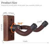 Guitar Wall Mount 2 Pack Wood Guitar Hanger for Safe Storage and Display Sturdy Wall Hanger for Acoustic Electric Guitar Bass Banjo Mandolin Sound harbor